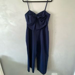 Bardot Navy Jumpsuit with Front Bow.